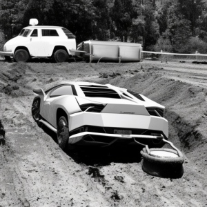 Lamborghini stuck in the mud