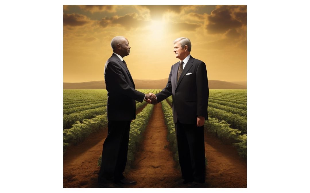 jimmy carter and George washington carver shaking hands in a peanut farm