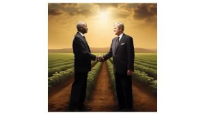 jimmy carter and George washington carver shaking hands in a peanut farm