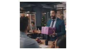 guy receiving a gift and not knowing what to do