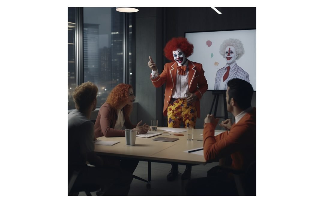 A clown which shows the spammer is holding a business meeting