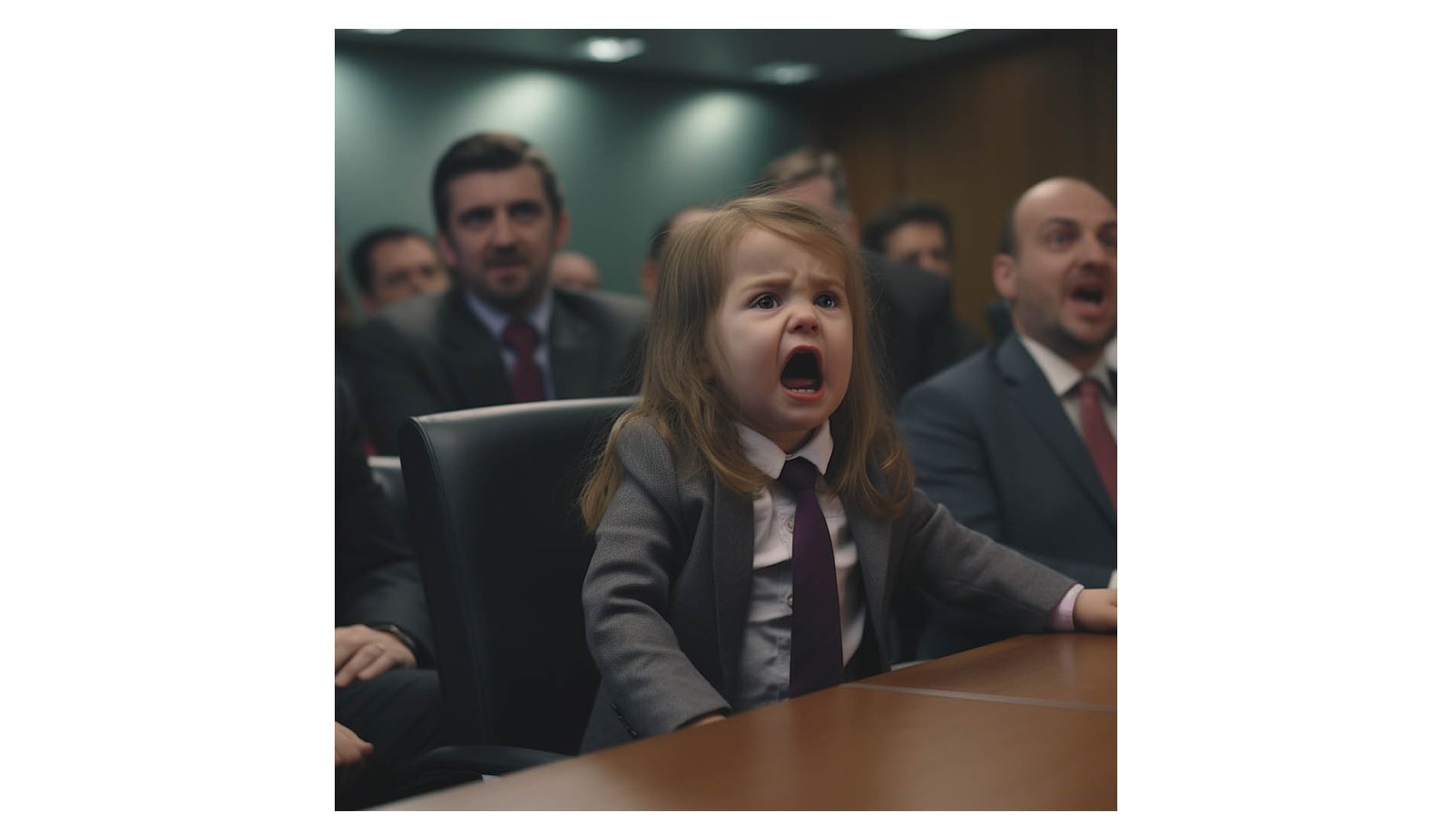 2 year old screaming in a business meeting