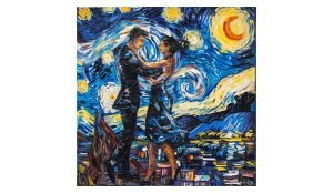 Business Couple dancing as part of Van Gogh Starry Night