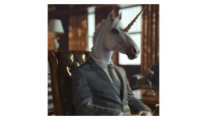 Business man who is a Unicorn in a suit