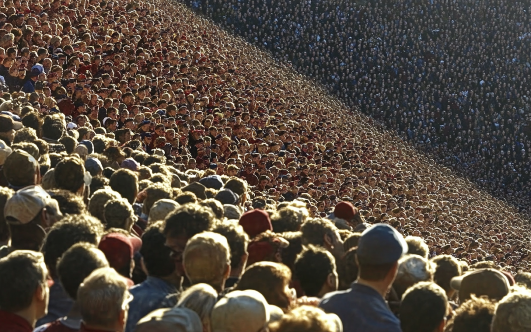 Crowd looking at distance hoping to sell the team