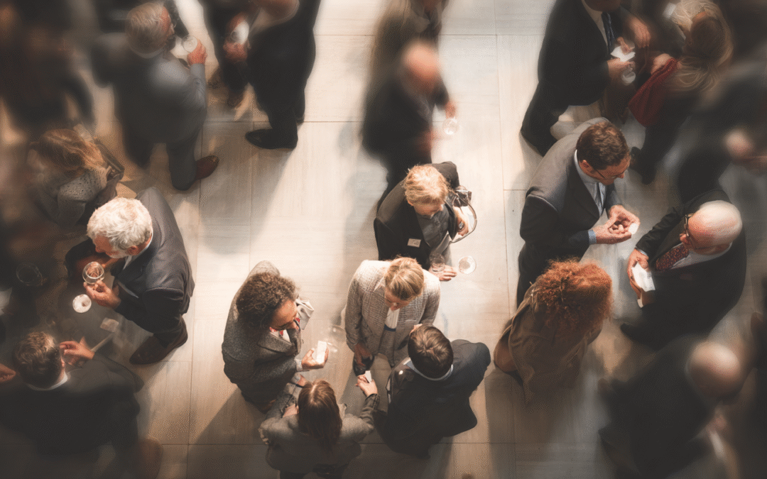 Birds Eye view of crowded networking event where no real value being generated