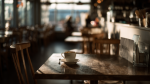 cafe table empty as is cafe pretty much showing the absence of loyal customers.