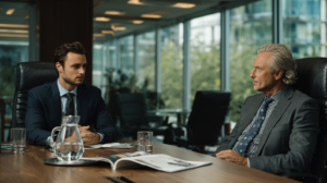 CFO freezing a business presenter in mid sentence with the question why hire them