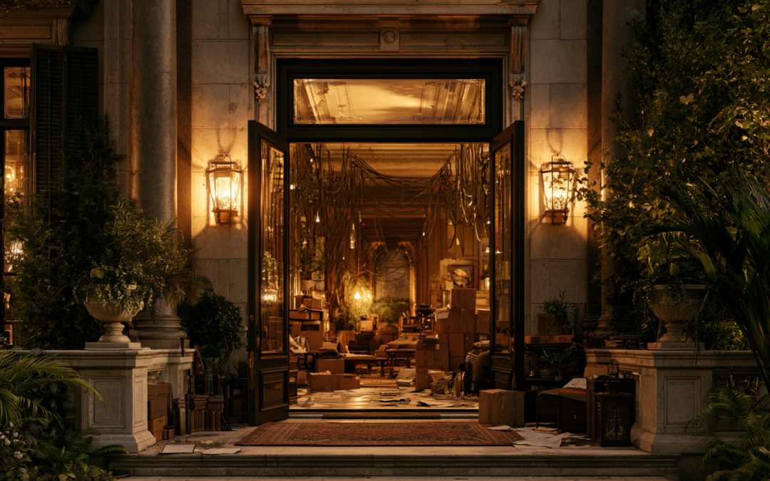 Beautiful Mansion but inside a mess of boxes and clutter so no one can come in.